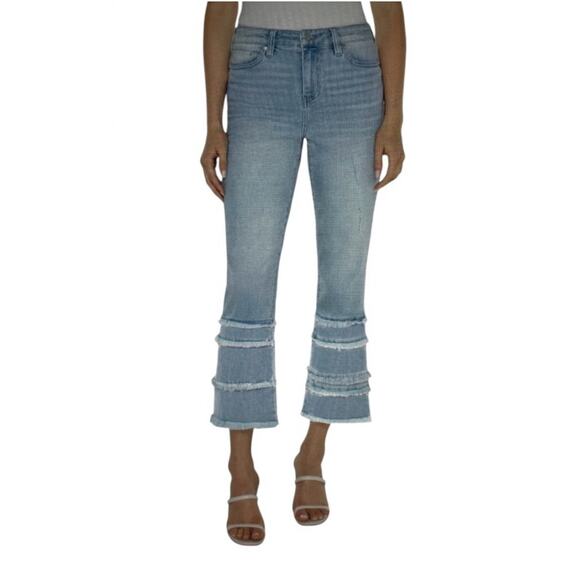 Liverpool Hannah Tiered Frayed Crop Flare, Size 8/29 - Picture 1 of 6
